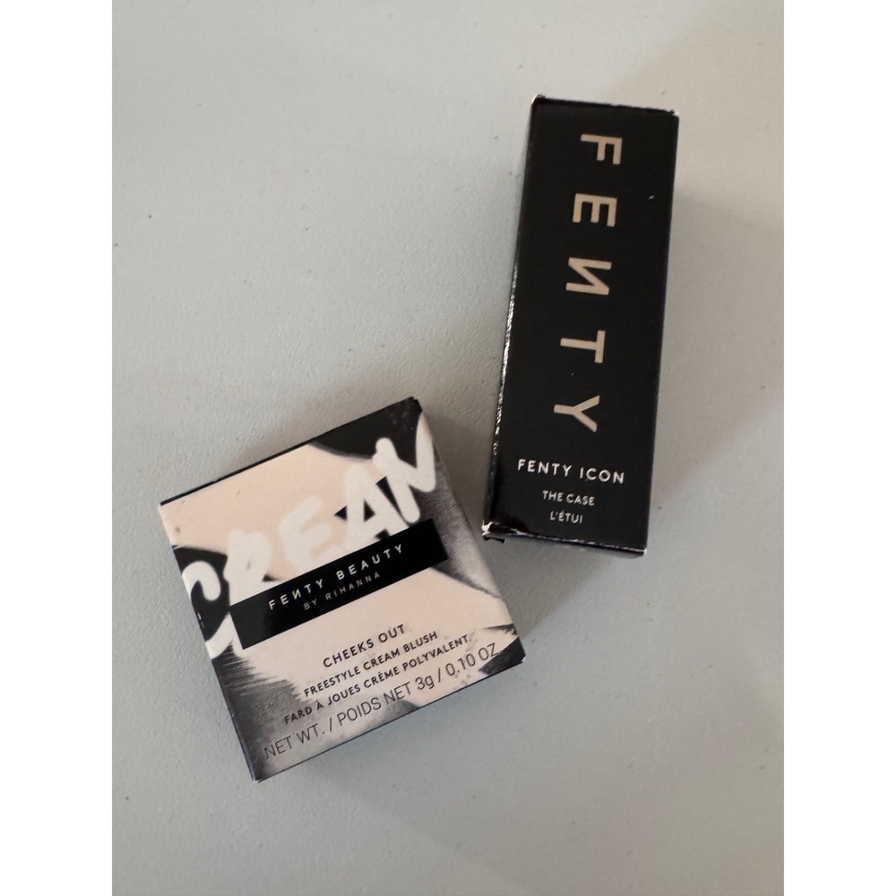 Fenty Beauty Cheeks Out Cream Blush Petal Poppin & Fenty Icon Lipstick Case New